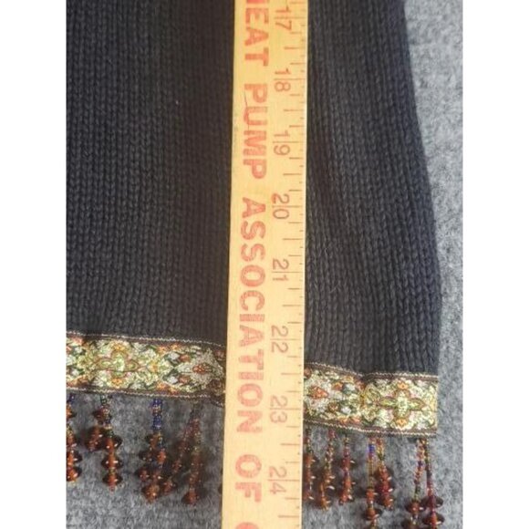 Vintage Boston Proper Knit Turtleneck Sweater Women Sz M Beaded Fringe Boho - Picture 5 of 10
